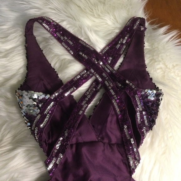 Wow! Prom & Pageant Purple & Silver Sequined Prom Dress Size 2 - Picture 10 of 12